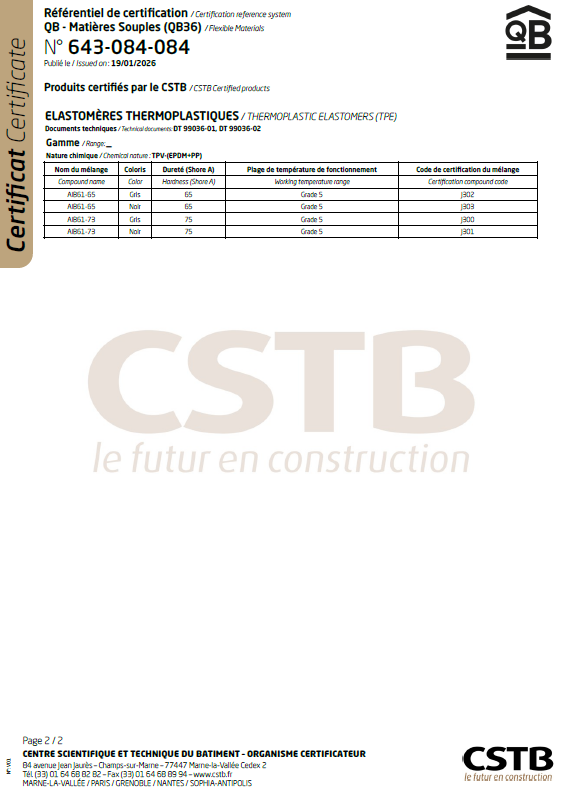 CSTB Certyfikat QB - surowce