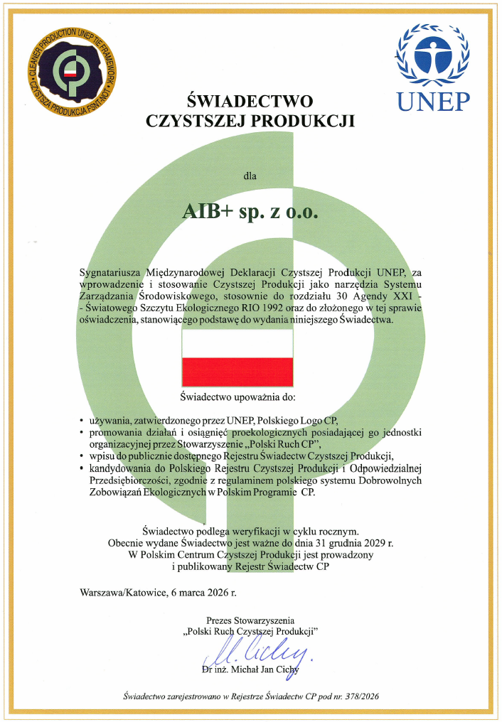 Świadectwo Czystszej Produkcji