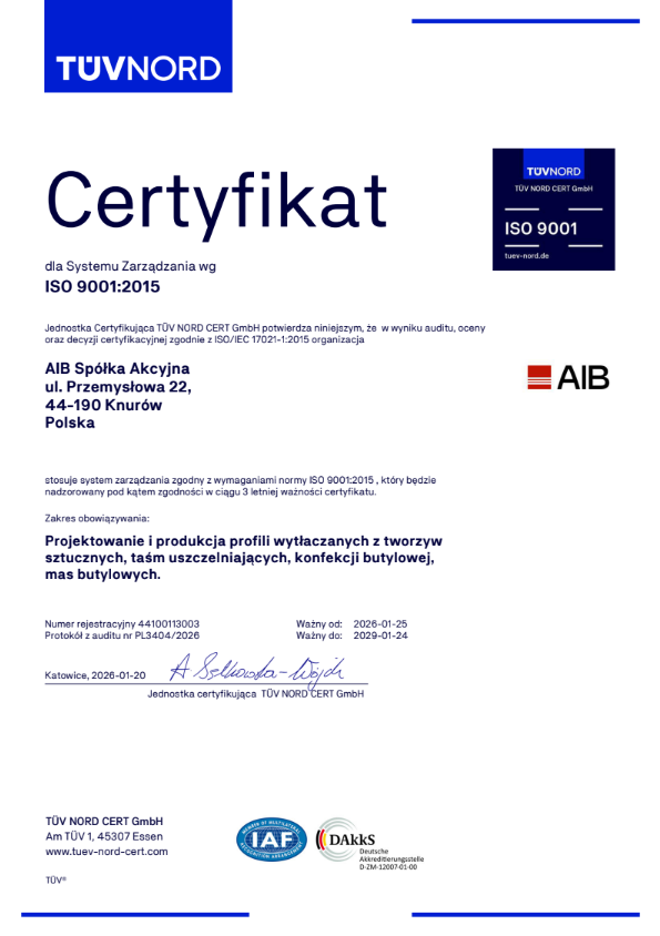 TÜV NORD Certyfikat ISO 9001:2015
